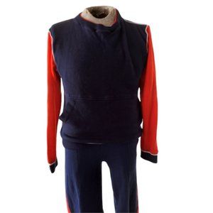 VTG APPARATUS Men's Navy, Red & White Full Zip Warmup Jogging Suit Size Medium